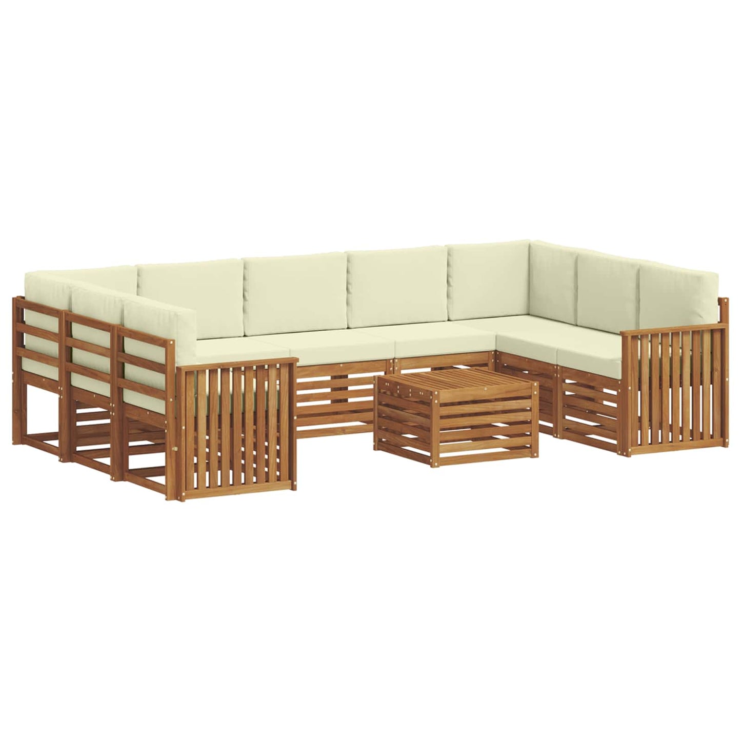 Set divani 10 pcs Naturale e Crema Legno di Acacia Massello