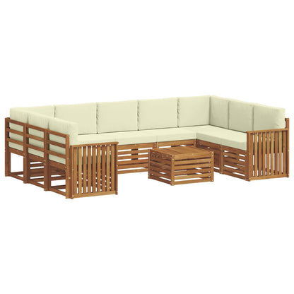 Set divani 10 pcs Naturale e Crema Legno di Acacia Massello