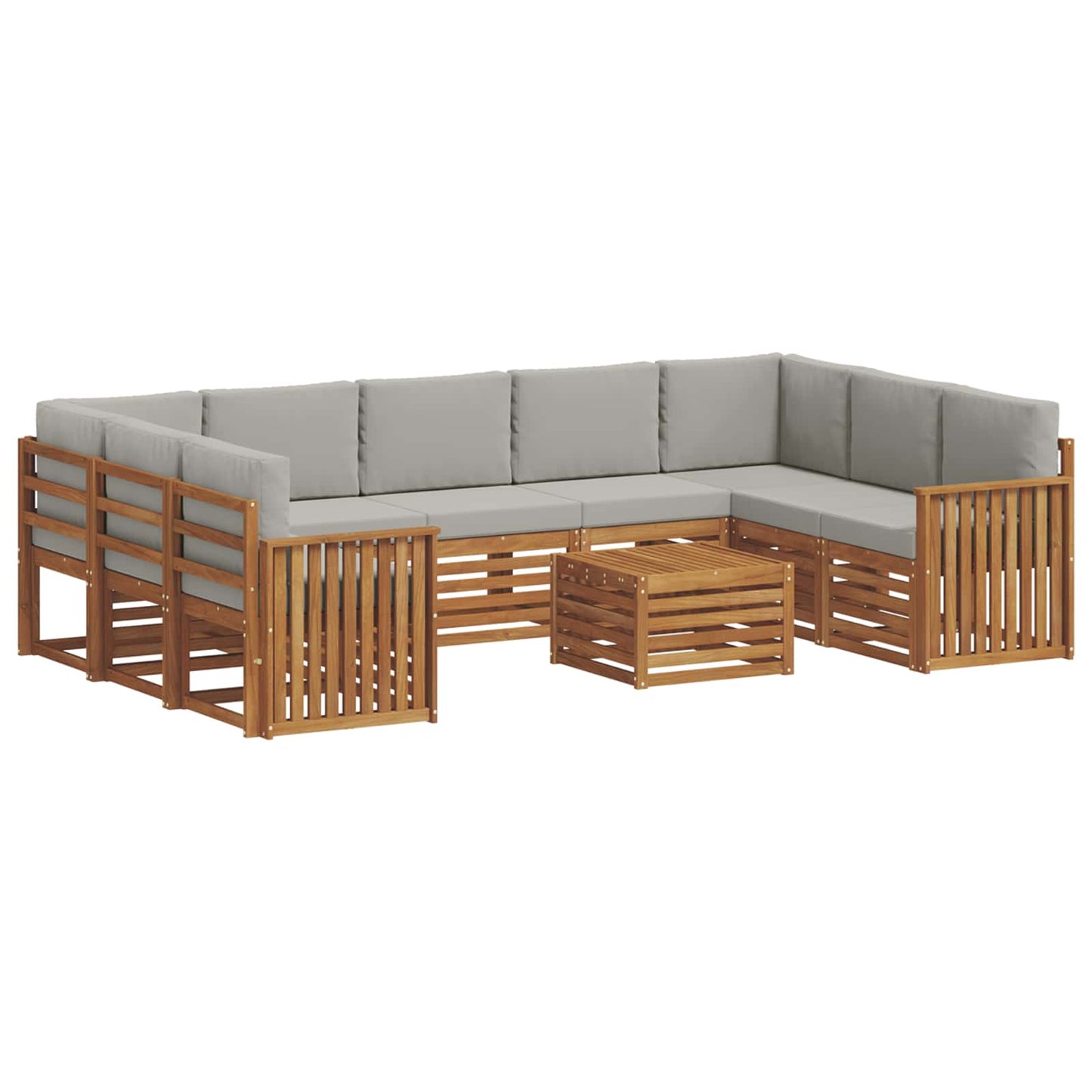 Set divani con cuscino 10 pcs Grigio Naturale e Chiaro