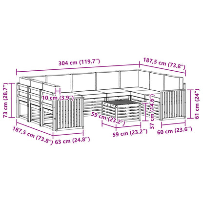 Set divani con cuscino 10 pcs Grigio Naturale e Chiaro | homemem39
