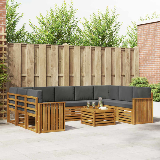 Set divani 10 pcs Naturale e Antracite Legno di Acacia Massello