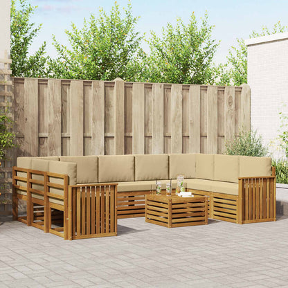 Set divani 10 pcs Naturale e Beige Legno di Acacia Massello