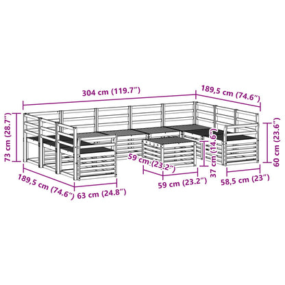 Set divani 10 pcs Naturale Legno di Acacia Massello | homemem39