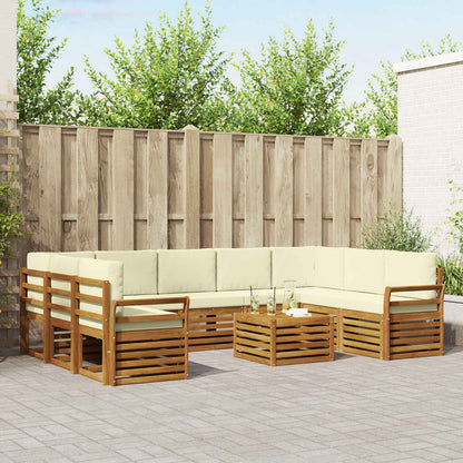 Set divani 10 pcs Naturale e Crema Legno di Acacia Massello