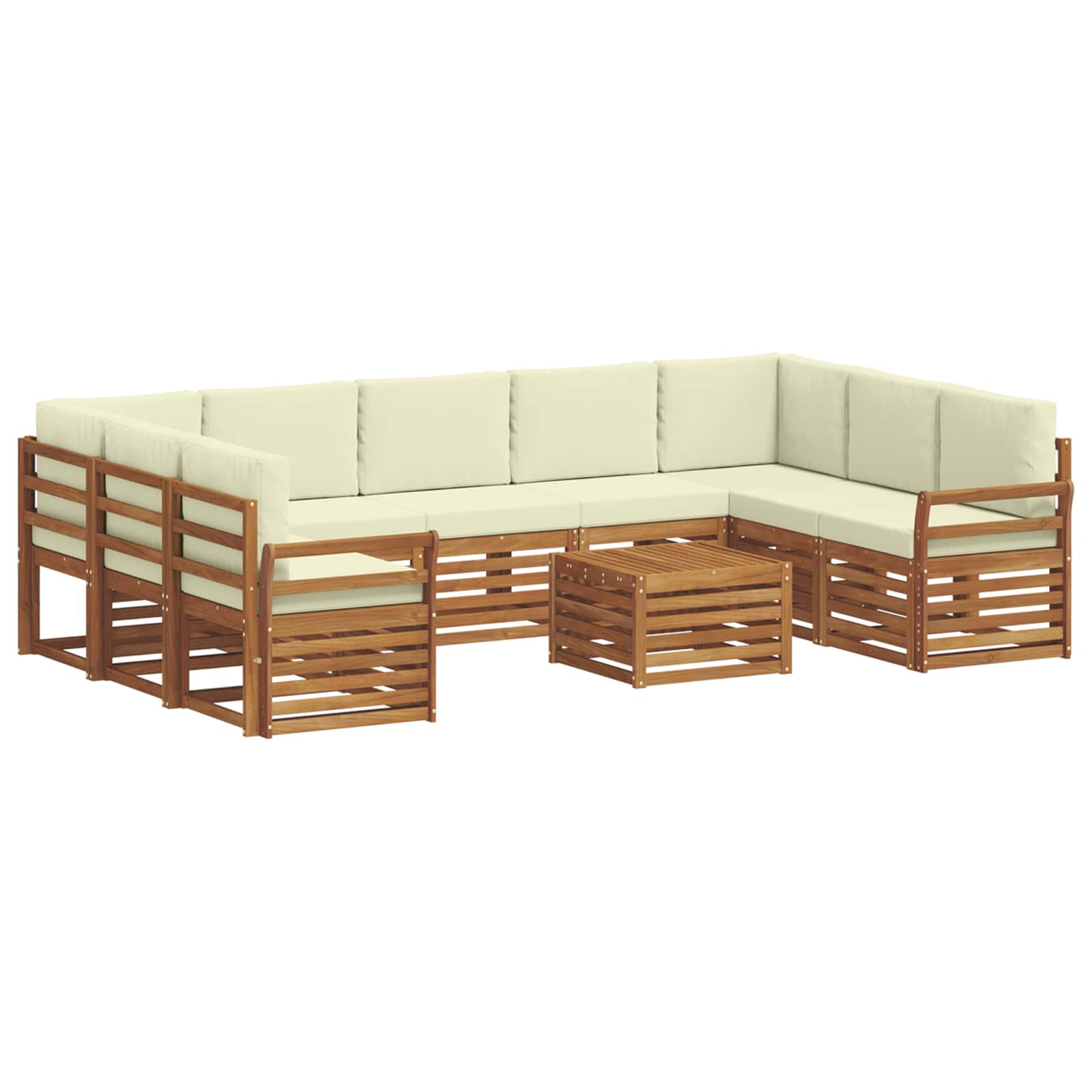 Set divani 10 pcs Naturale e Crema Legno di Acacia Massello | homemem39
