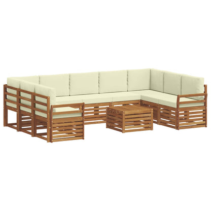 Set divani 10 pcs Naturale e Crema Legno di Acacia Massello