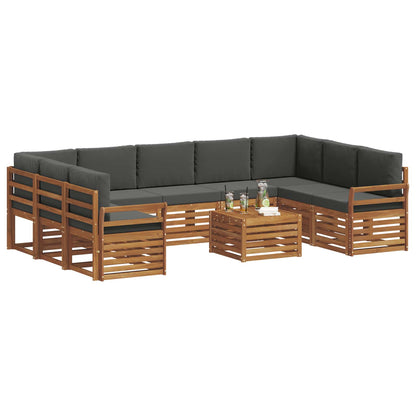 Set divani 10 pcs Naturale e Antracite Legno di Acacia Massello