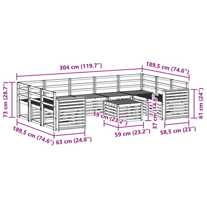 Set divani 10 pcs Naturale Legno di Acacia Massello