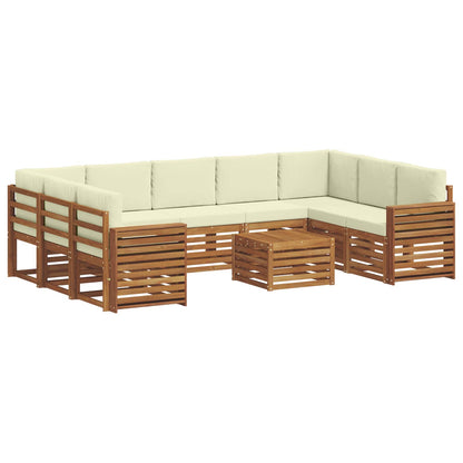 Set divani 10 pcs Naturale e Crema Legno di Acacia Massello | homemem39