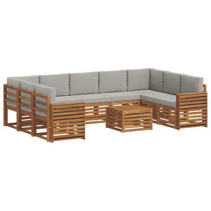 Set divani con cuscino 10 pcs Grigio Naturale e Chiaro