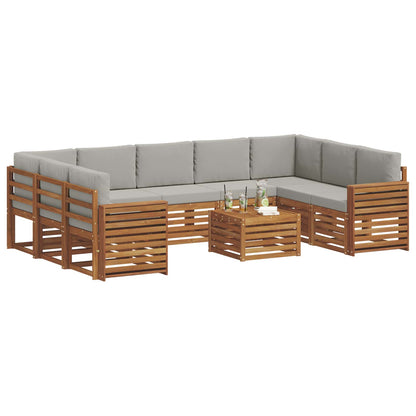 Set divani con cuscino 10 pcs Grigio Naturale e Chiaro