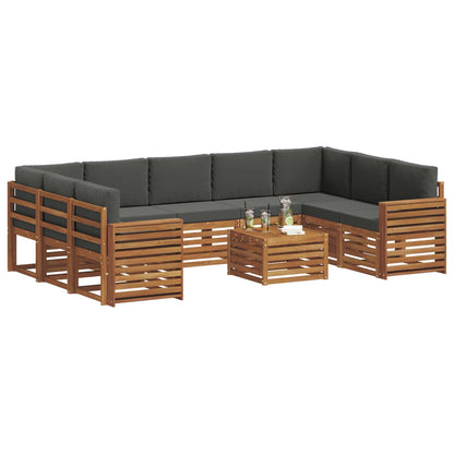 Set divani 10 pcs Naturale e Antracite Legno di Acacia Massello