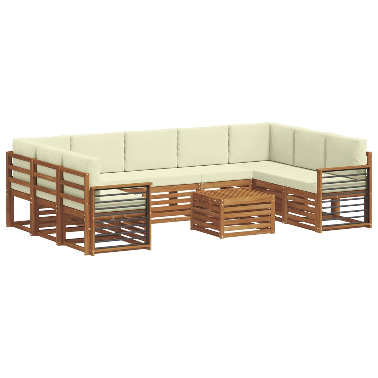 Set divani 10 pcs Naturale e Crema Legno di Acacia Massello