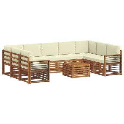 Set divani 10 pcs Naturale e Crema Legno di Acacia Massello