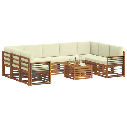 Set divani 10 pcs Naturale e Crema Legno di Acacia Massello