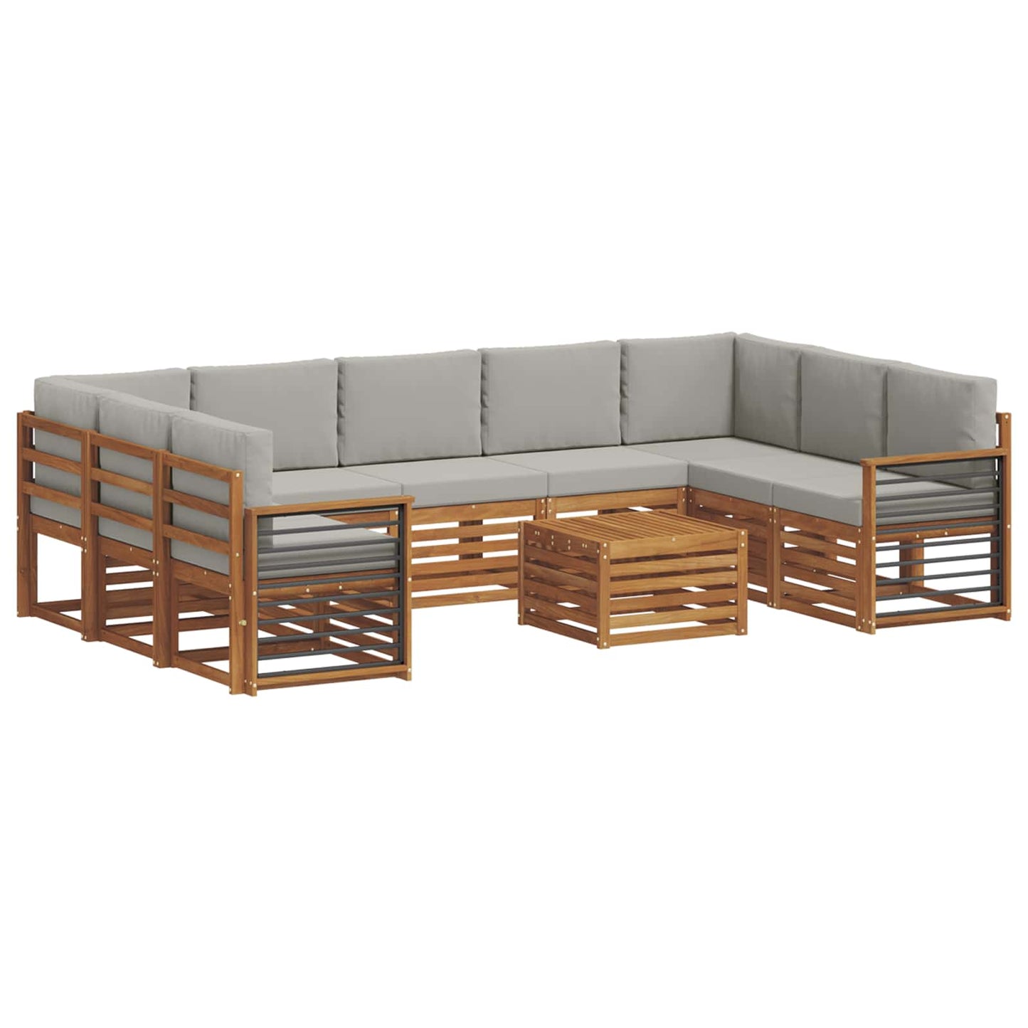 Set divani con cuscino 10 pcs Grigio Naturale e Chiaro | homemem39