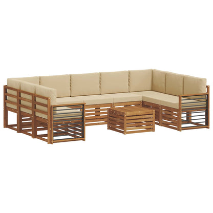 Set divani 10 pcs Naturale e Beige Legno di Acacia Massello