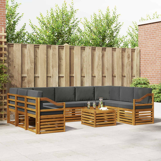 Set divani 10 pcs Naturale e Antracite Legno di Acacia Massello