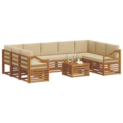 Set divani 10 pcs Naturale e Beige Legno di Acacia Massello