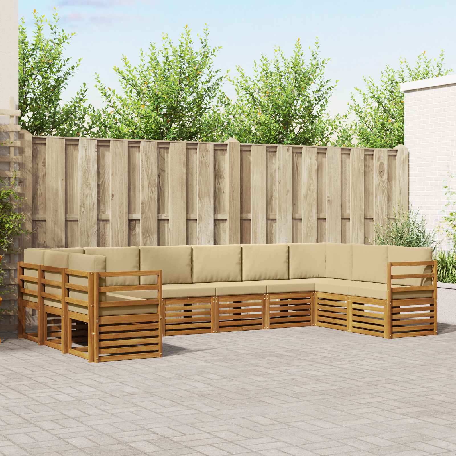 Set divano sezionale con cuscino 10 pcs Naturale e Beige | homemem39