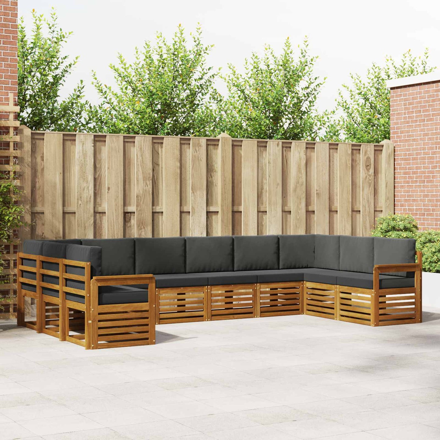 Set divano sezionale con cuscino 10 pcs Naturale e Antracite