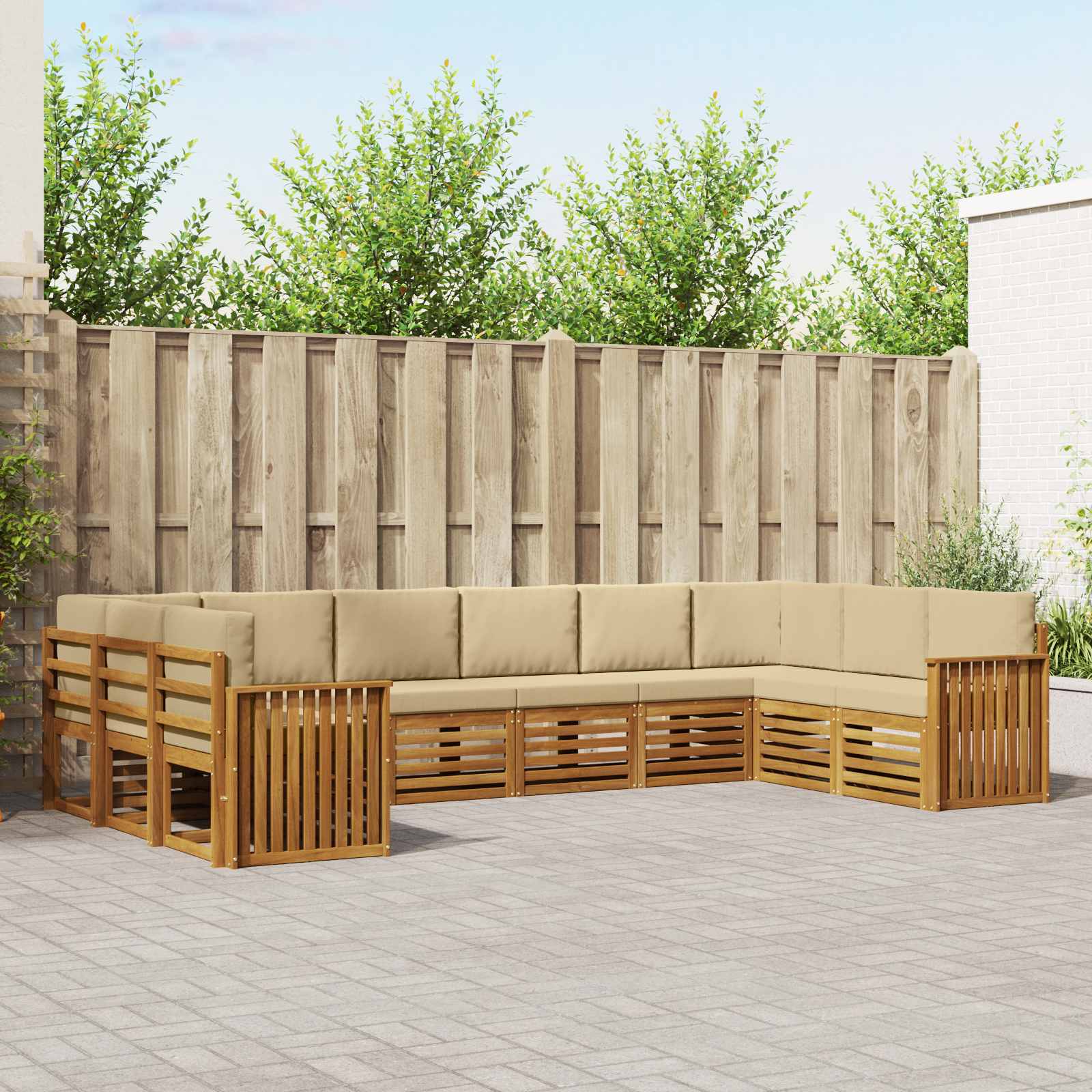 Set divano sezionale con cuscino 10 pcs Naturale e Beige | homemem39