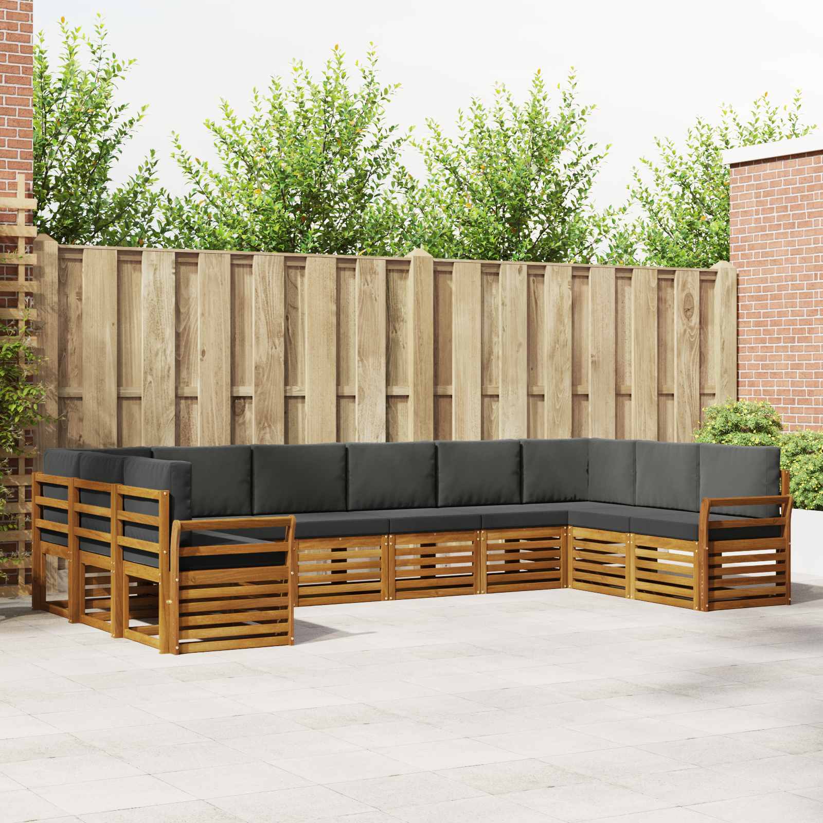 Set divano sezionale con cuscino 10 pcs Naturale e Antracite | homemem39