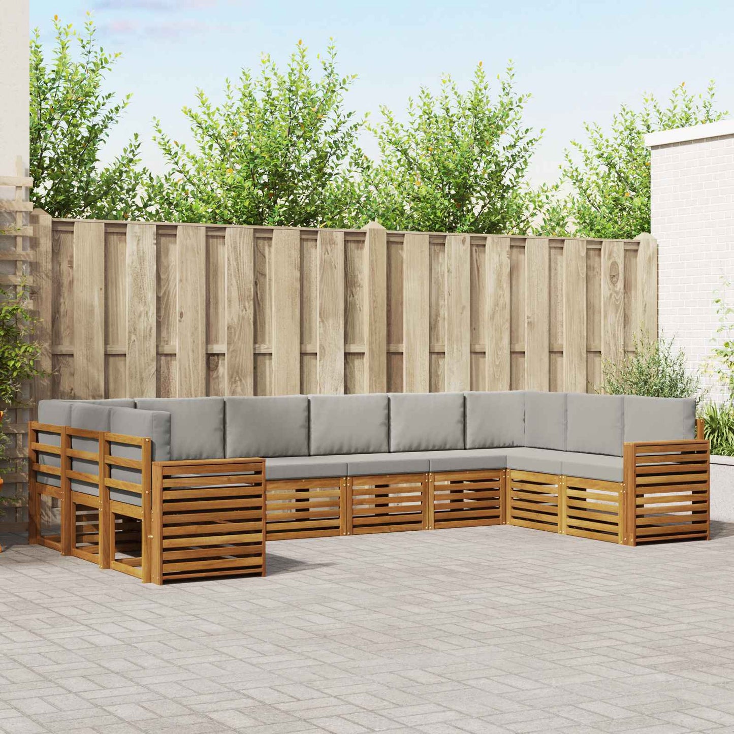 Set divano sezionale 10 pcs Grigio Naturale e Chiaro