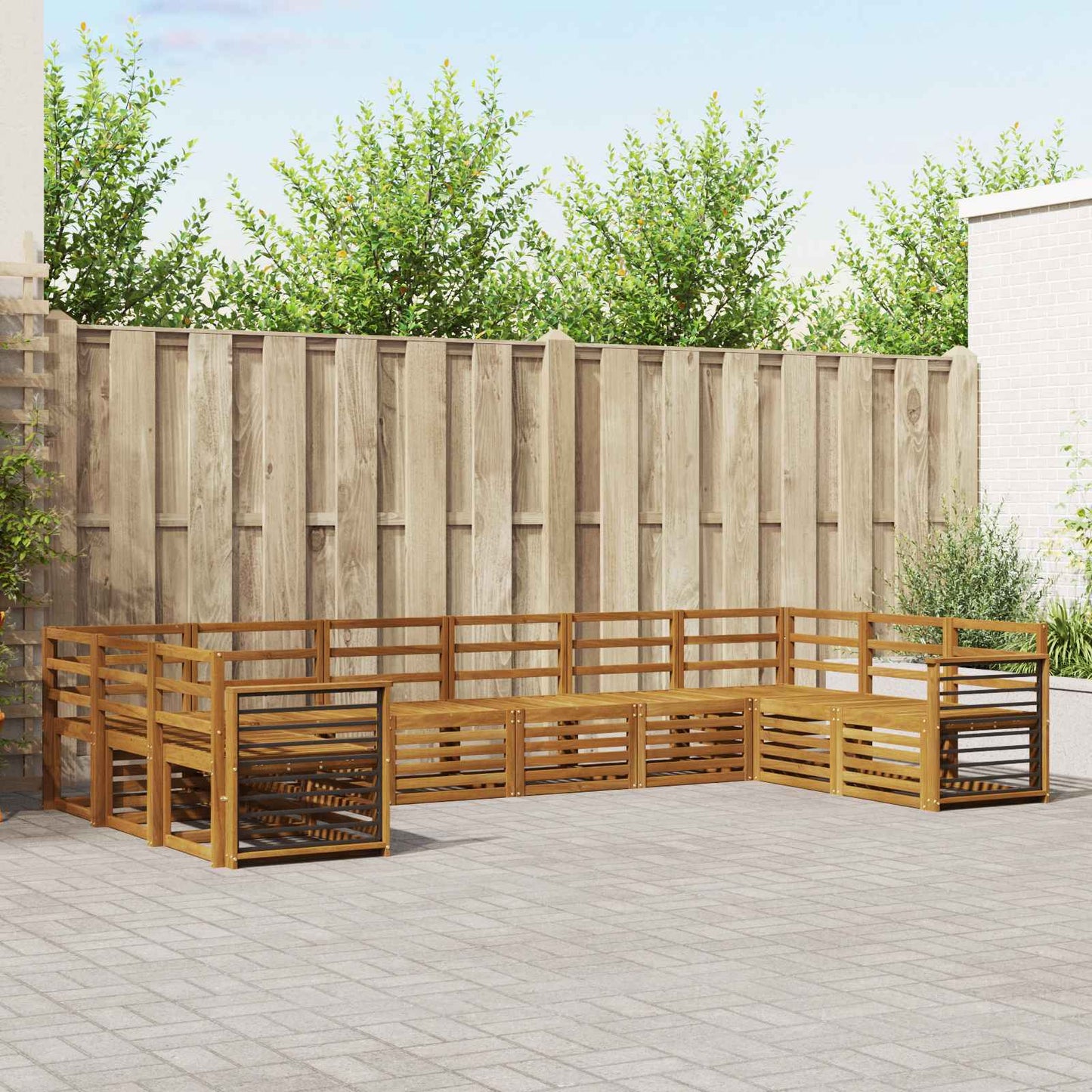 Set divani 10 pcs Naturale Legno di Acacia Massello