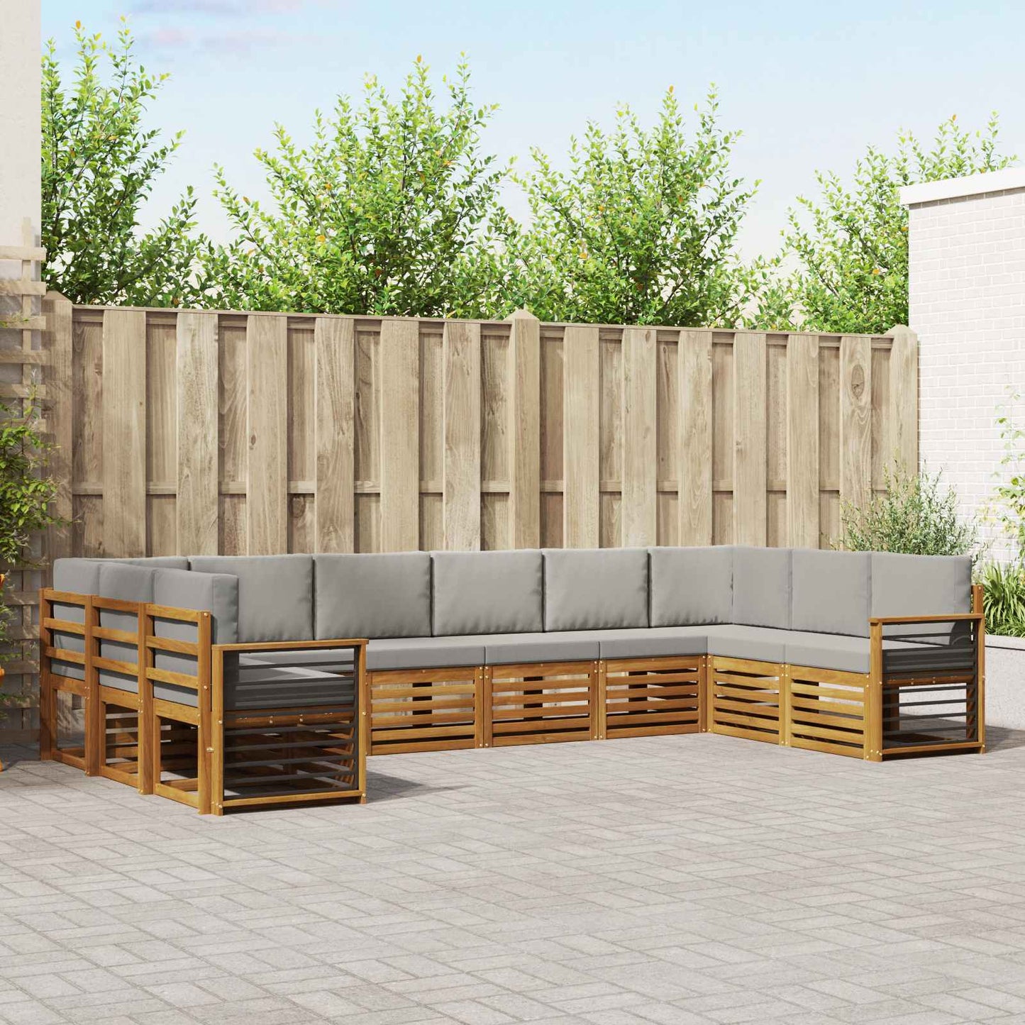 Set divano sezionale 10 pcs Grigio Naturale e Chiaro