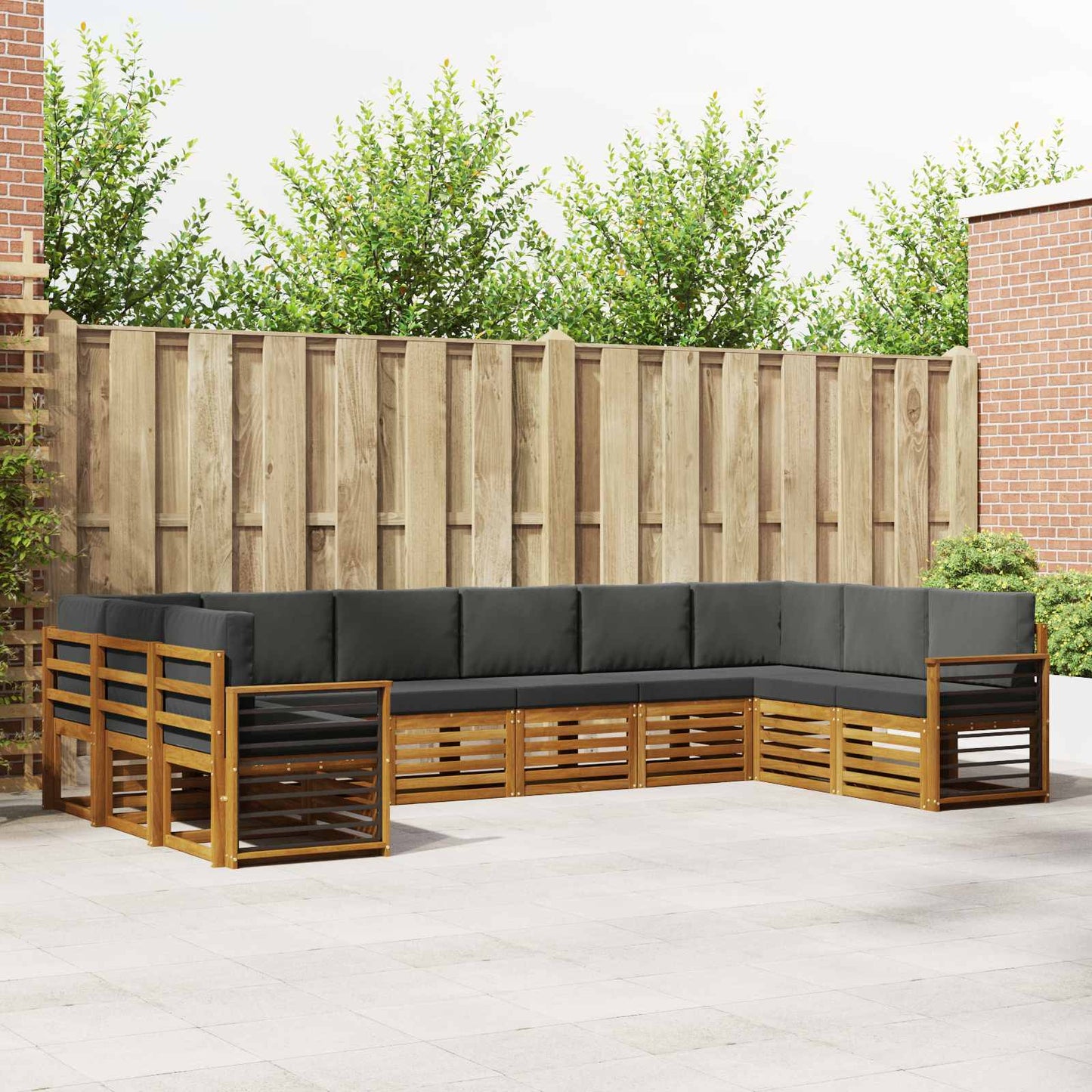 Set divano sezionale con cuscino 10 pcs Naturale e Antracite | homemem39