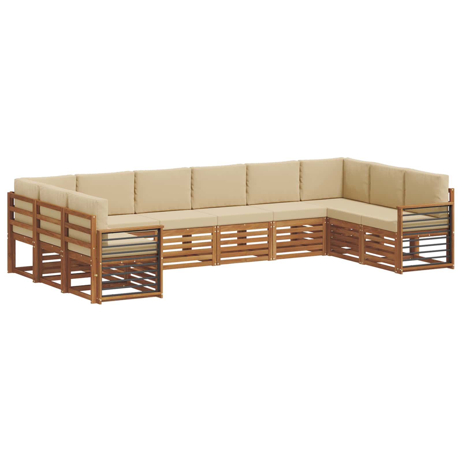 Set divano sezionale con cuscino 10 pcs Naturale e Beige | homemem39