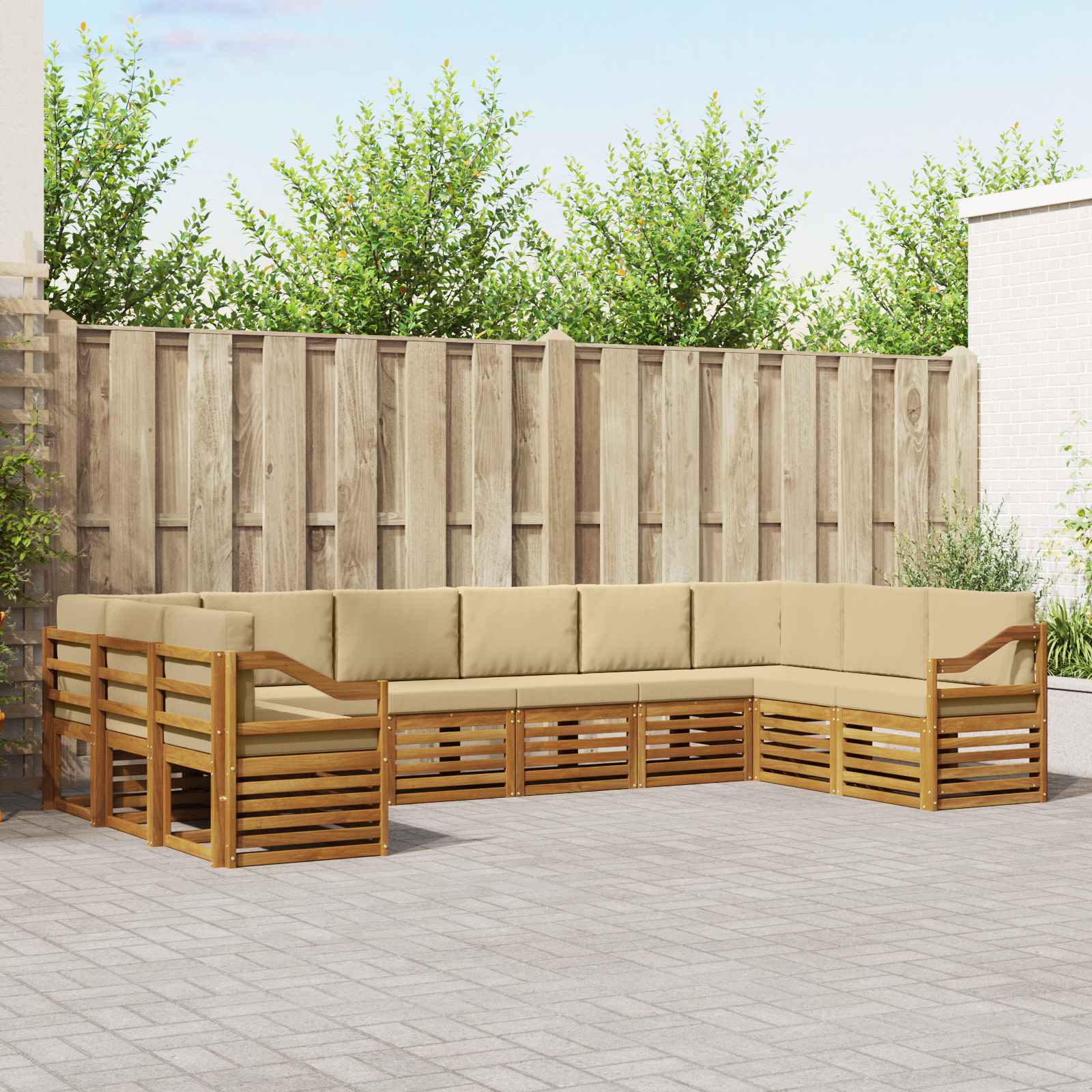 Set divano sezionale con cuscino 10 pcs Naturale e Beige | homemem39
