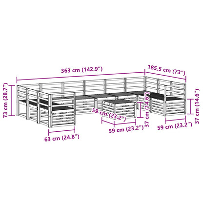 Set di divani da esterno 11 pcs Naturale