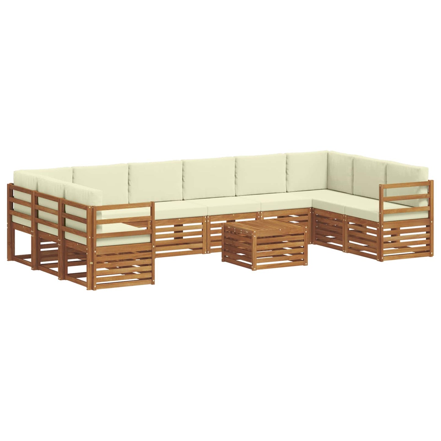 Set di divani da esterno con cuscino 11 pcs Naturale e Crema