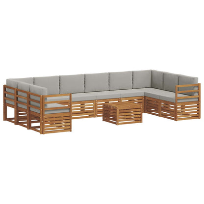 Set di divani da esterno 11 pcs Grigio Naturale e Chiaro