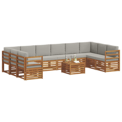 Set di divani da esterno 11 pcs Grigio Naturale e Chiaro | homemem39