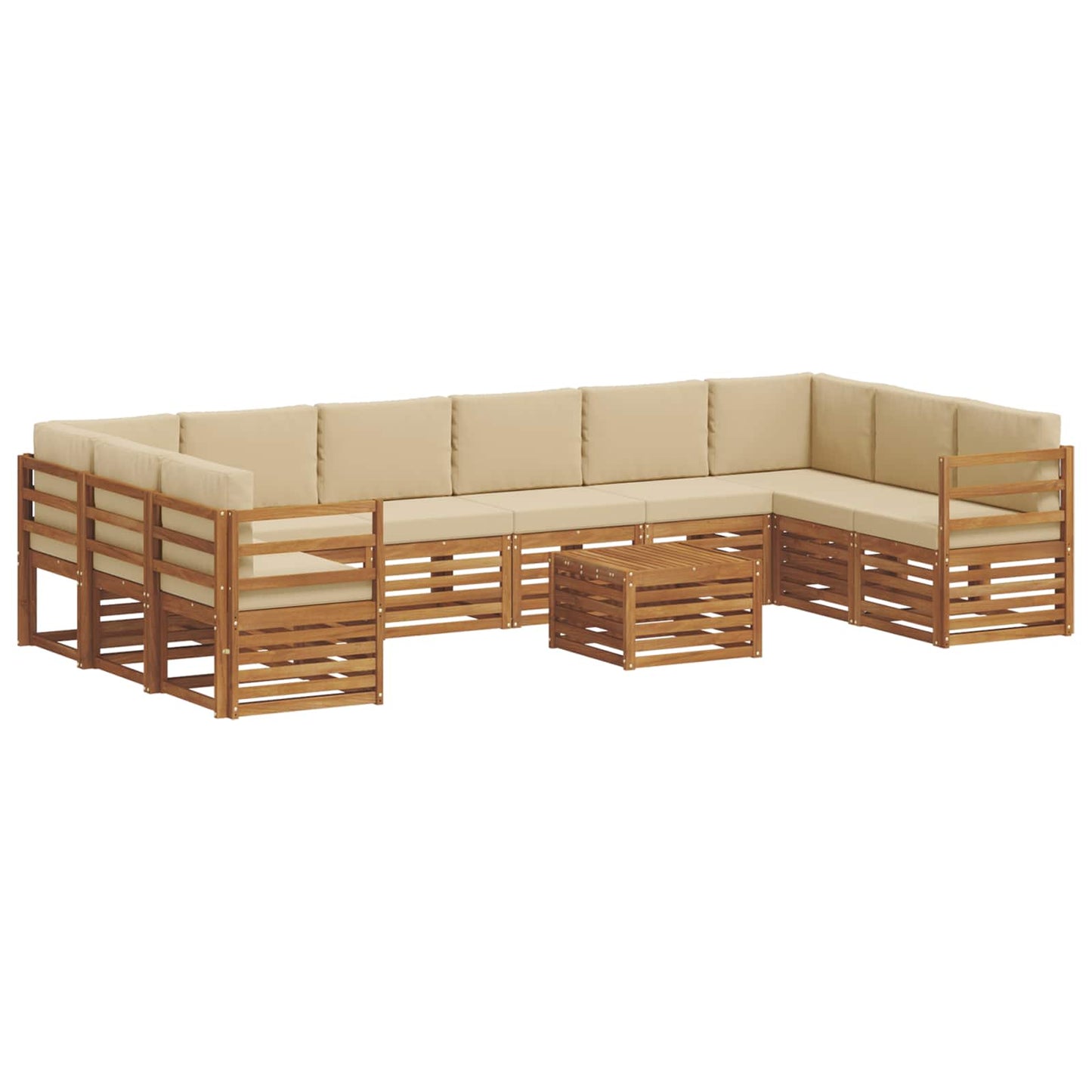 Set di divani da esterno con cuscino 11 pcs Naturale e Beige