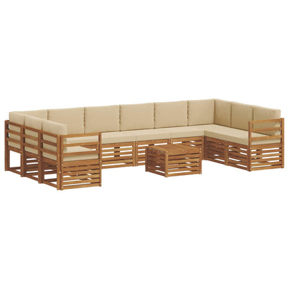 Set di divani da esterno con cuscino 11 pcs Naturale e Beige