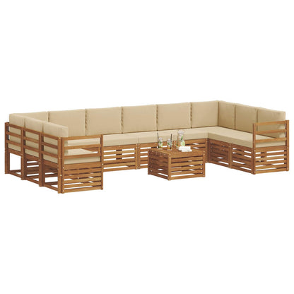 Set di divani da esterno con cuscino 11 pcs Naturale e Beige
