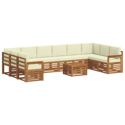Set di divani da esterno con cuscino 11 pcs Naturale e Crema