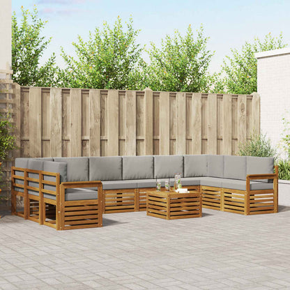 Set di divani da esterno 11 pcs Grigio Naturale e Chiaro