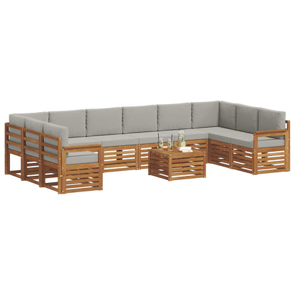 Set di divani da esterno 11 pcs Grigio Naturale e Chiaro