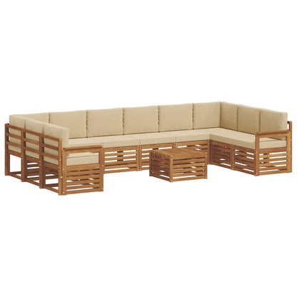 Set di divani da esterno con cuscino 11 pcs Naturale e Beige | homemem39