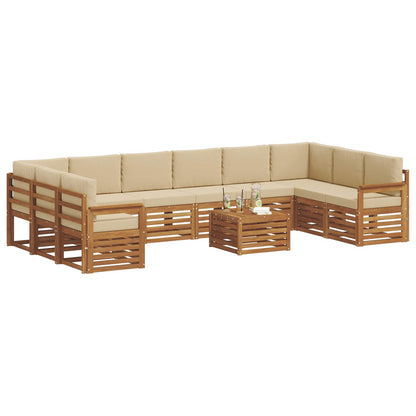 Set di divani da esterno con cuscino 11 pcs Naturale e Beige | homemem39