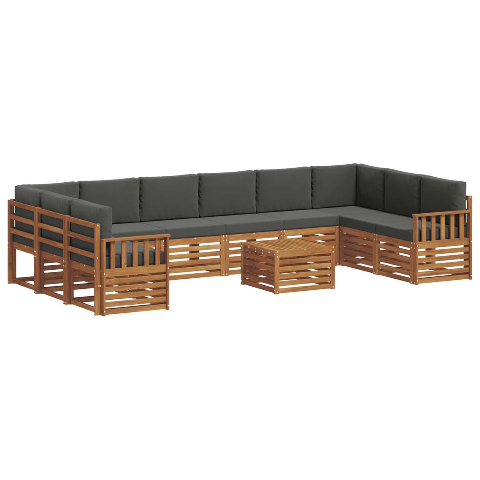 Set di divani da esterno 11 pcs Naturale e Antracite | homemem39