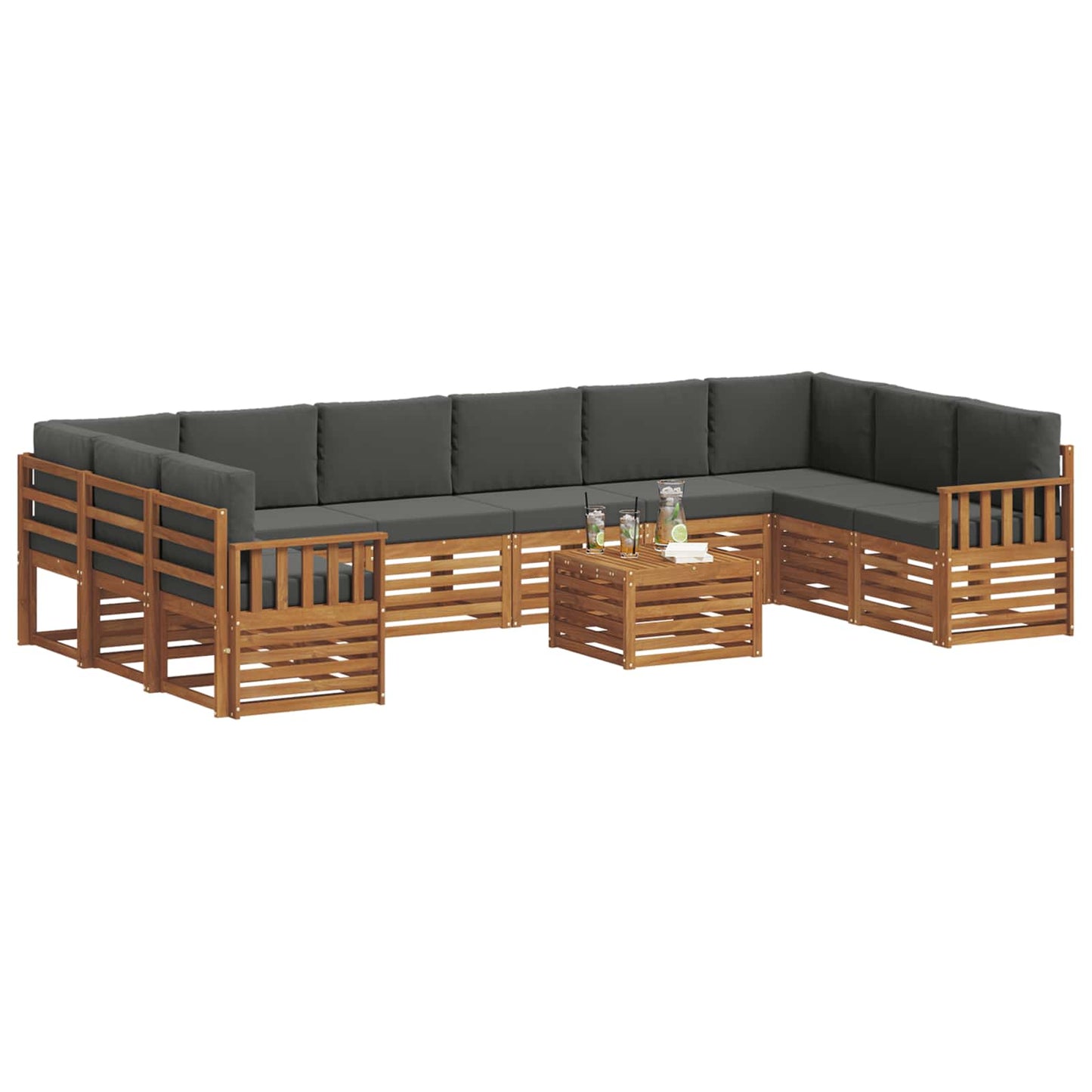 Set di divani da esterno 11 pcs Naturale e Antracite | homemem39