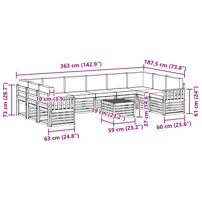 Set di divani da esterno 11 pcs Naturale e Antracite | homemem39
