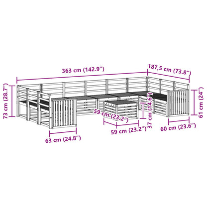 Set di divani da esterno 11 pcs Naturale | homemem39