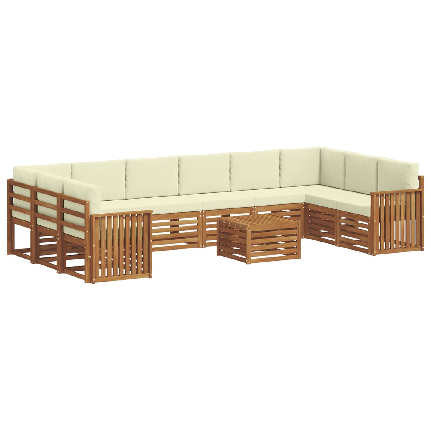 Set di divani da esterno con cuscino 11 pcs Naturale e Crema